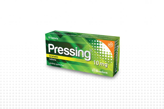Lek Pressing<sup>®</sup> , 10 mg, tablete ublažava simptome povezane sa alergijskim rinitisom (polenskom kijavicom), koji karakteriše kijanje, curenje iz nosa, ili svrab i osećaj nadraženosti u nosu, peckanje i svrab očiju.