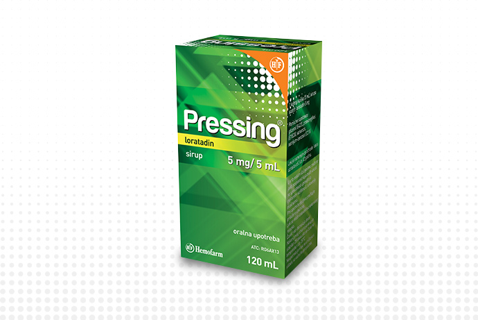 Lek Pressing<sup>®</sup> , 5 mg/5 mL, sirup se koristi za ublažavanje simptoma povezanih sa alergijskim rinitisom (polenskom kijavicom), koji karakteriše kijanje, curenje iz nosa, svrab, osećaj nadraženosti u nosu, peckanje i svrab u očima kod odraslih i dece starije od 2 godine.